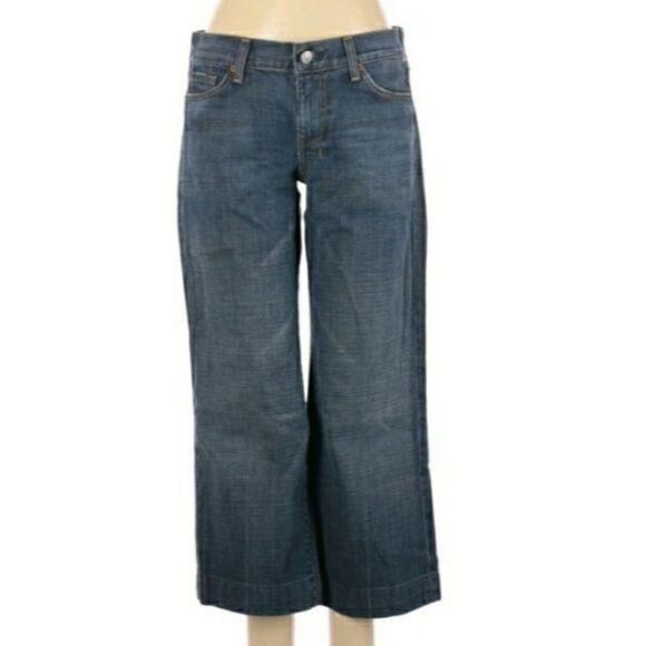 7 For All Mankind Dojo Mid Rise Relaxed Straight Legged Cropped Jeans Size 29 - Picture 11 of 11